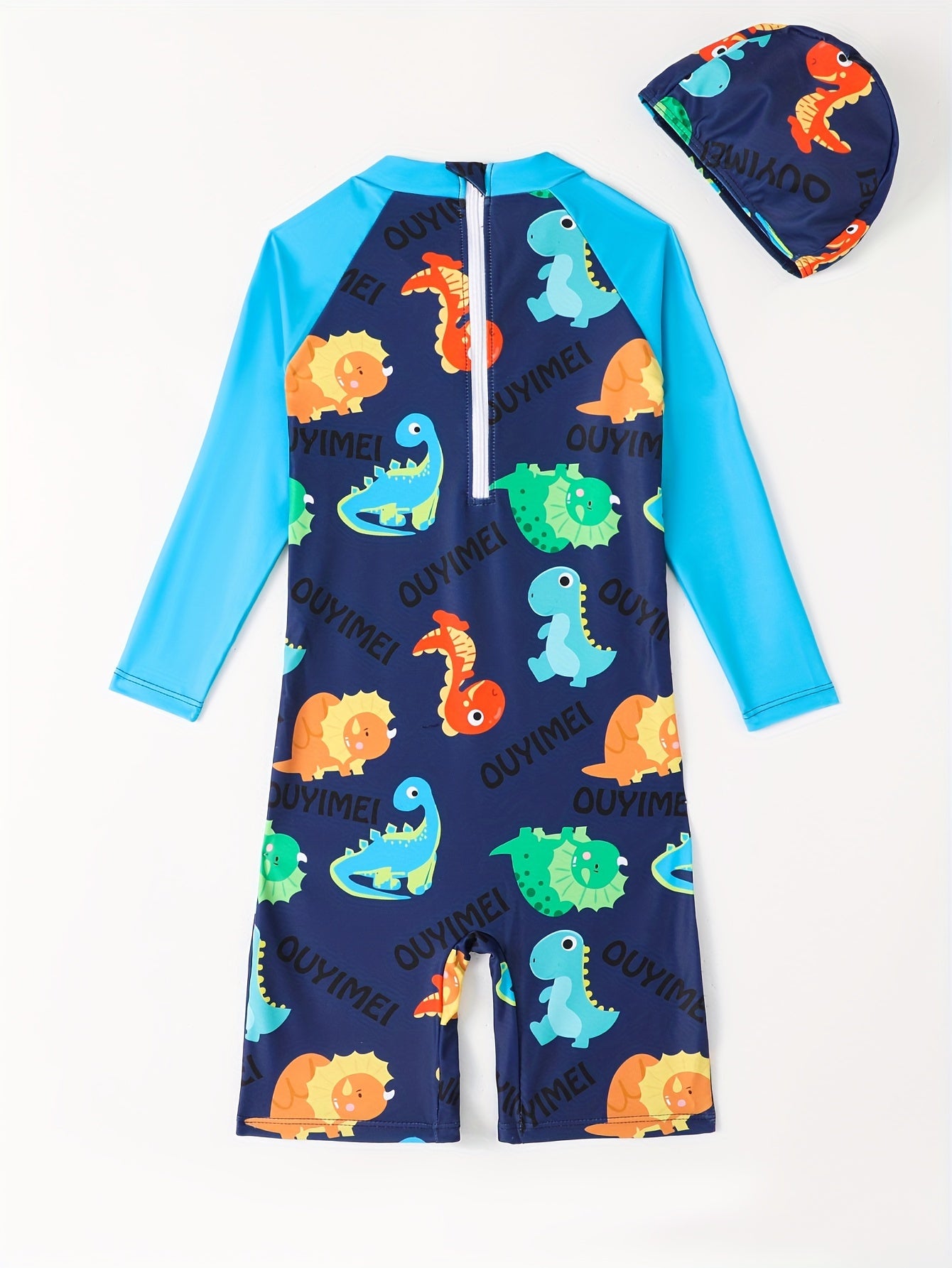Colorful Dinosaur One piece Swimsuit For Boys Long sleeve Surfing Suit