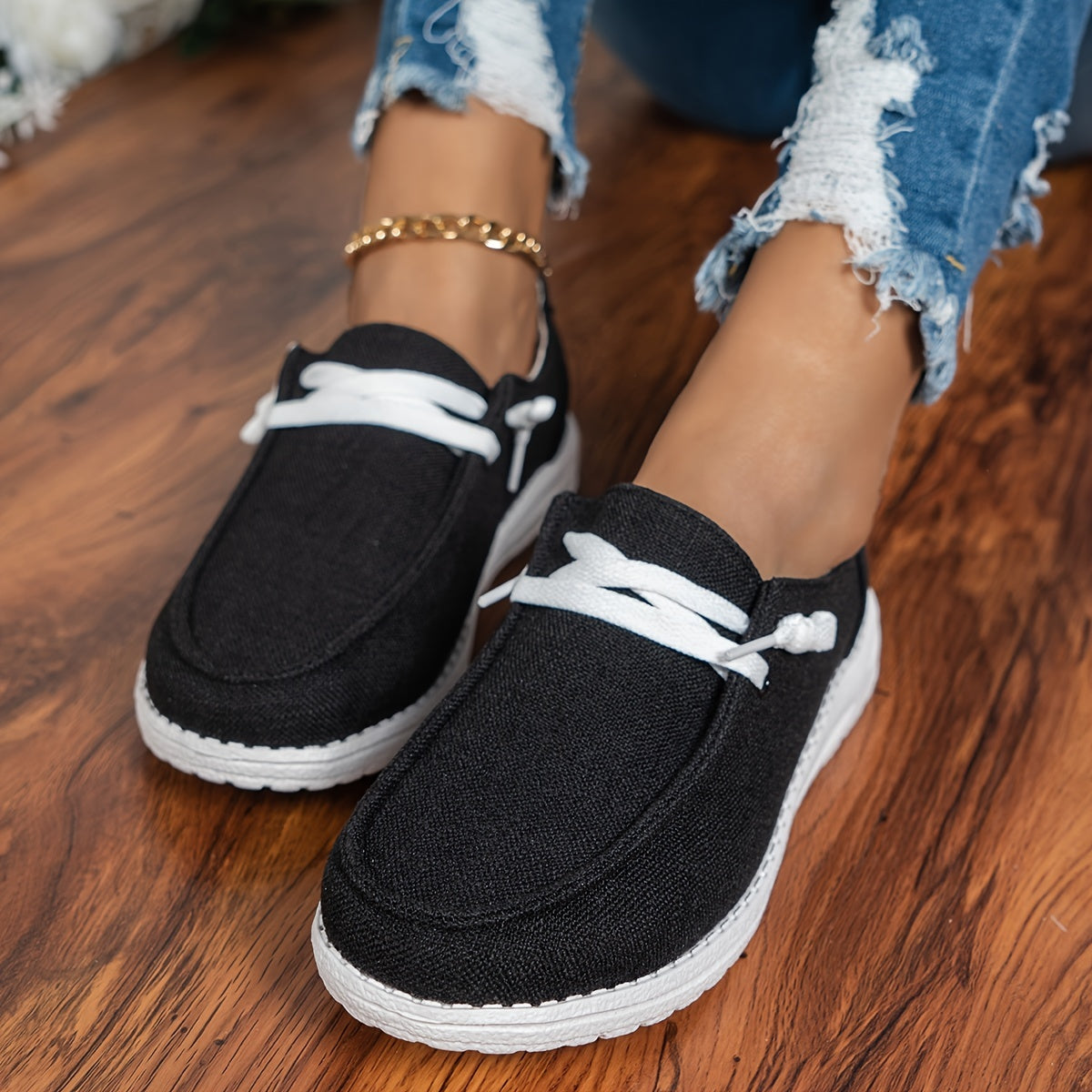 Women's Lightweight Lace Up Sneakers, Low Top Shoes