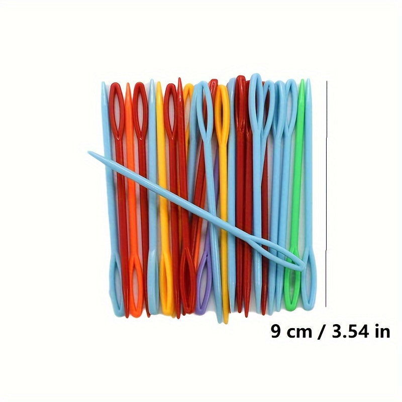 10pcs Mixed Plastic Knitting Needles Crochet Hooks Yarn Needle DIY Sweater