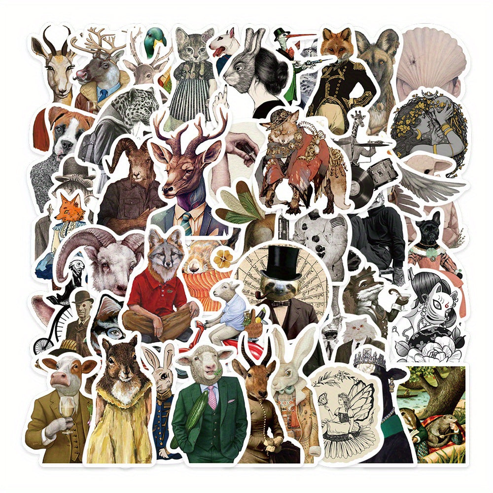 Set of 50 Dark Art Animal Stickers - Perfect for Phone, Laptop & More