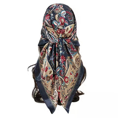 Boho Paisley Print Square Scarf Vintage Satin Bandana Neckerchief