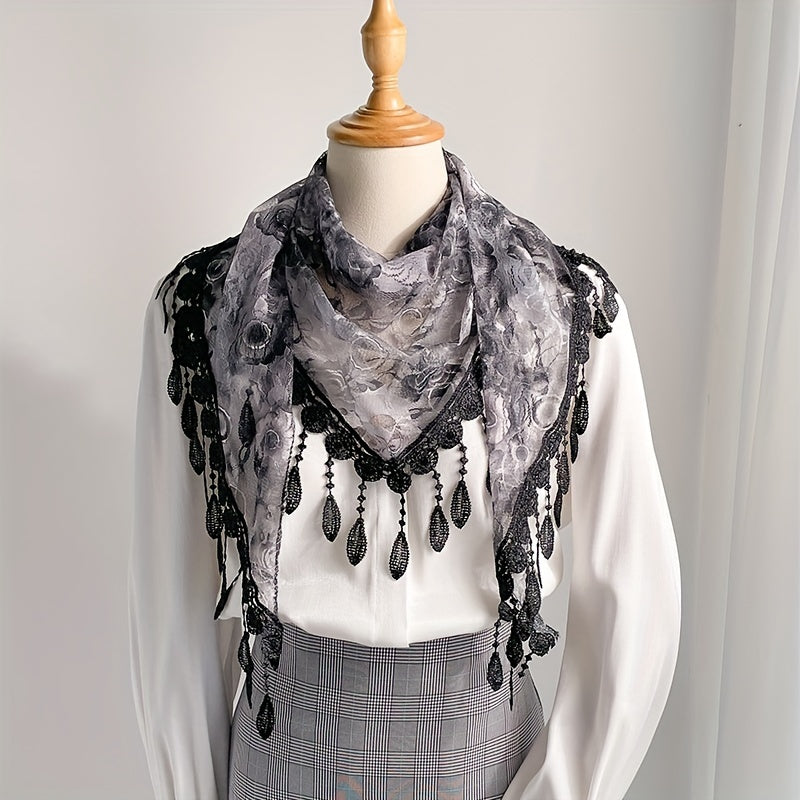 Lace Fringed Shawl Thin Breathable Scarf Inelastic Shawl Wraps