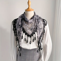 Lace Fringed Shawl Thin Breathable Scarf Inelastic Shawl Wraps