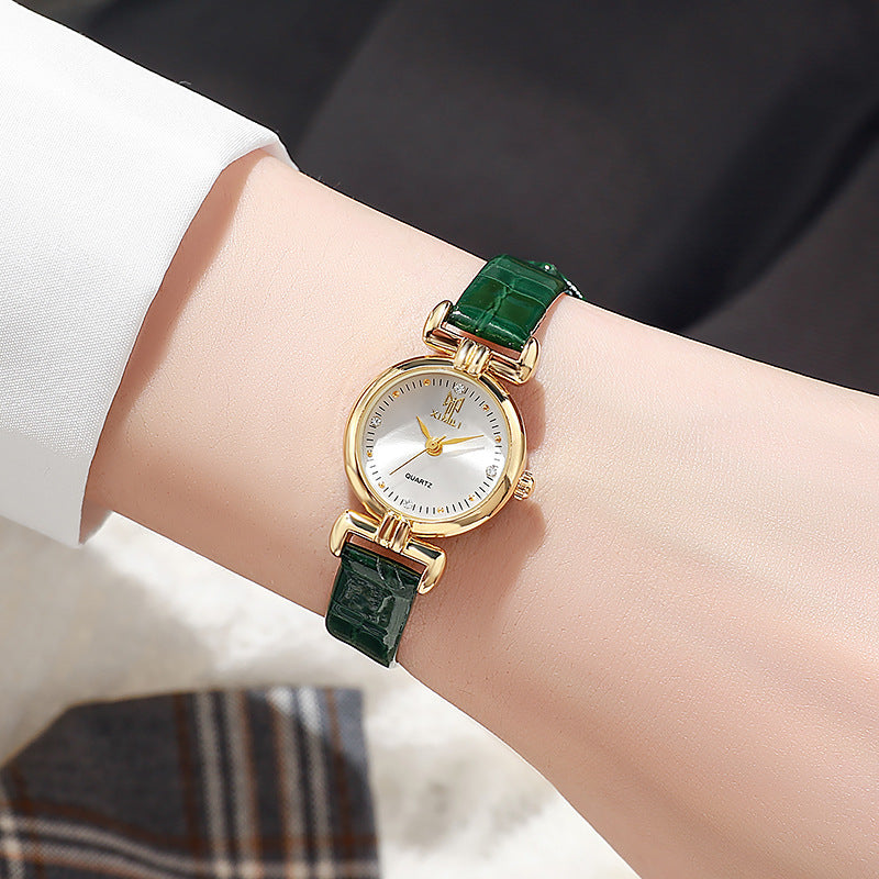 6pcs PU Leather Strap Circular Dial Quartz Watch for Men and Women