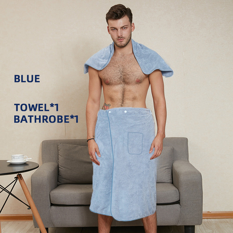 2pcs Men's Microfiber Bath Skirt & Hand Towel Set