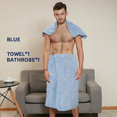 2pcs Men's Microfiber Bath Skirt & Hand Towel Set