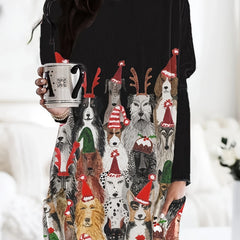 Women's Plus Graphic Print Long Sleeve Tunic Top With Pockets