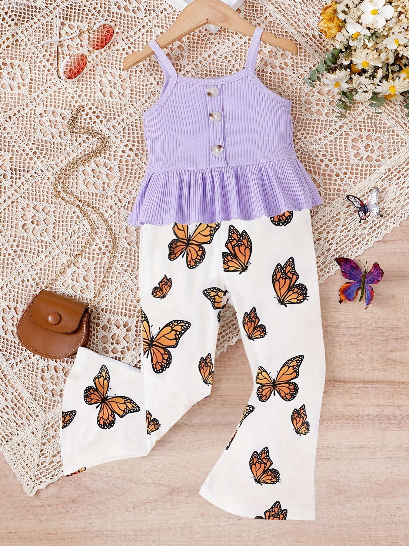 Girls Cami Suspender Top & Flare Pants Summer Outfit
