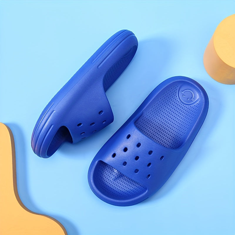 Boys Lightweight Solid Slippers Open Toe Non Slip Indoor Shower Pool