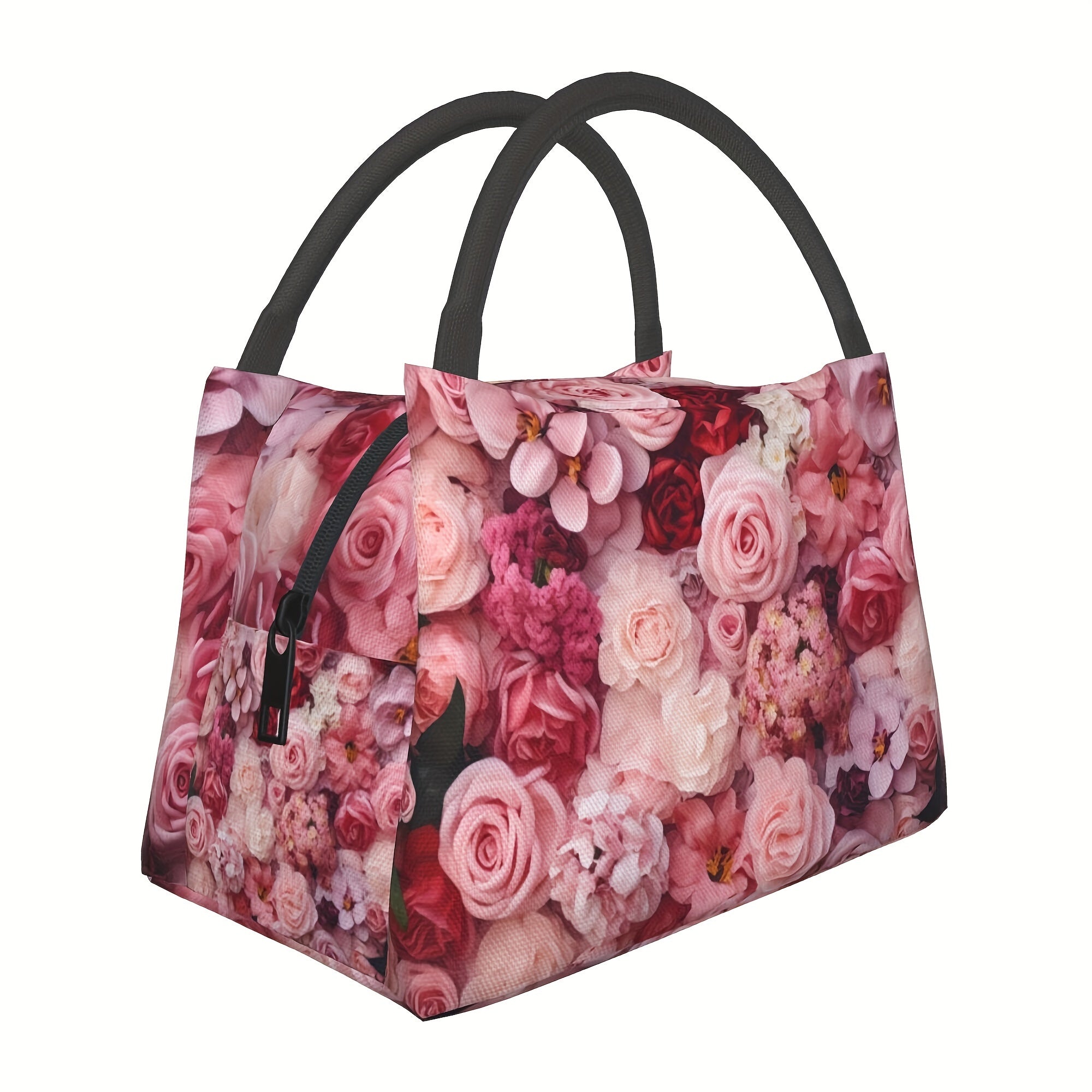Rose Flower Insulated Lunch Bag for Camping Picnic Beach