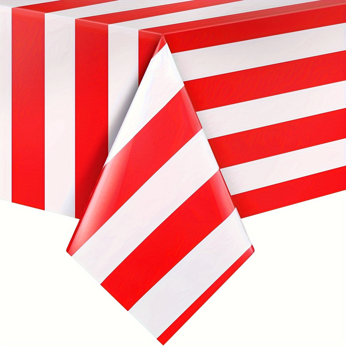 Red Striped Tablecloth Plastic Stripe Table Cover Carnival Circus Waterproof