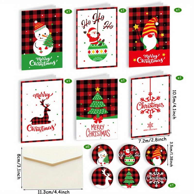 12pcs Christmas Greeting Card DIY Pendant Gift Card With Envelope