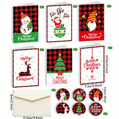 12pcs Christmas Greeting Card DIY Pendant Gift Card With Envelope
