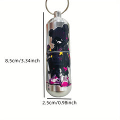 Bear Aluminum Keychain Pill Storage Box for Outdoor Camping Travel