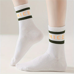 7 Pairs Letter Print Socks Women's Mid Tube Stockings