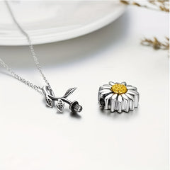 Sunflower Cremation Pet Ashes Urn Necklace & Ring Set
