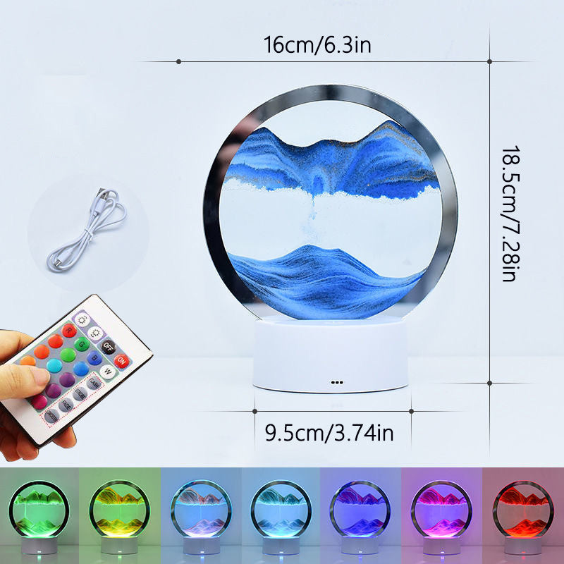Moving Sand Art Picture 360 Rotating Hourglass Decoration 3D Deep Sea Sandscape