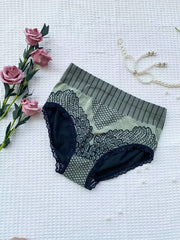 Colorblock Briefs Lace Trim High Waist Panties