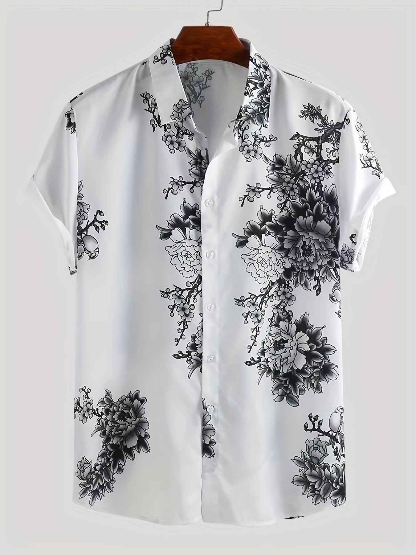 Men s Floral Graphic Short Sleeve Shirt Hawaiian Beach