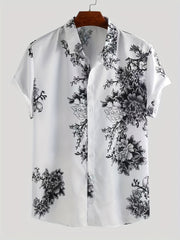 Men s Floral Graphic Short Sleeve Shirt Hawaiian Beach
