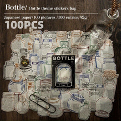 100pcs Bottle Shape Stickers for Scrapbooking & Journals