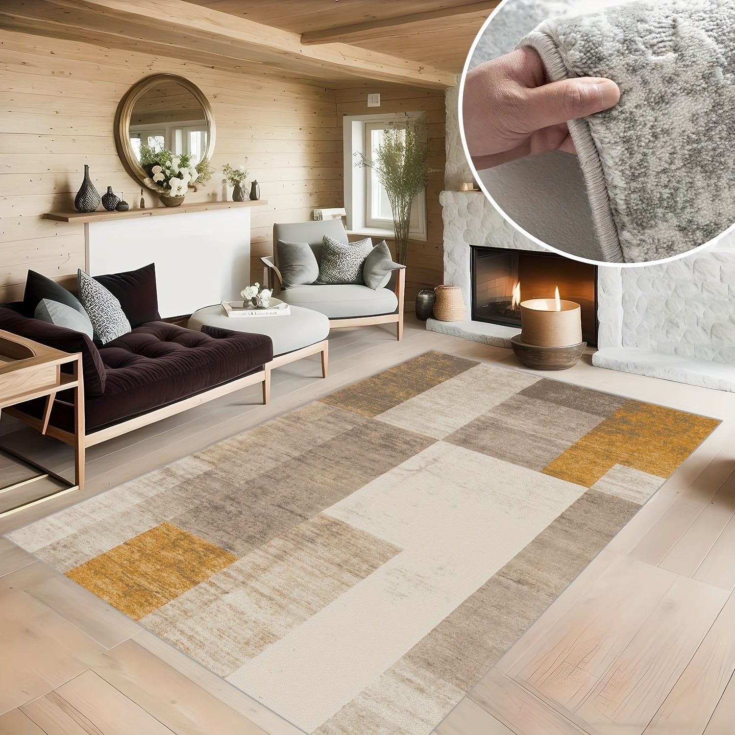Boho Geometric Abstract Art Carpet Anti Slip - Large Area Carpet