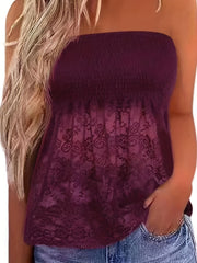 Floral Print Lace Shirred Tube Top Bandeau