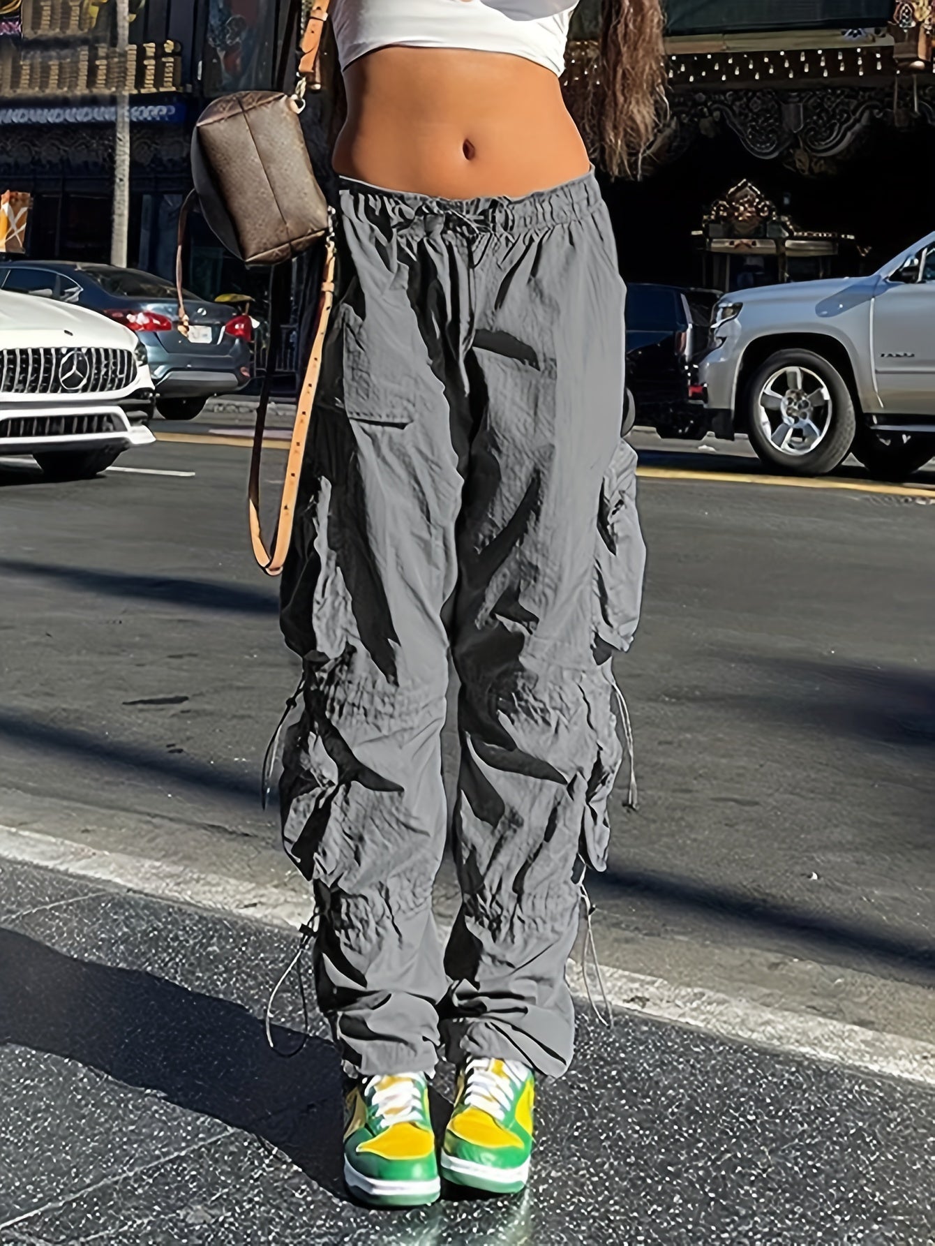 Vintage Workout Cargo Pants Elastic Waist Drawstring