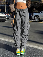 Vintage Workout Cargo Pants Elastic Waist Drawstring
