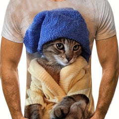 Men's Cat Graphic T-Shirt Active Stretch Breathable Tee