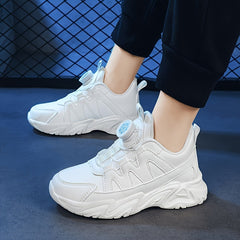 Girls' Chunky Shoes with Rotating Buckle Non Slip Soft Sole Sneakers