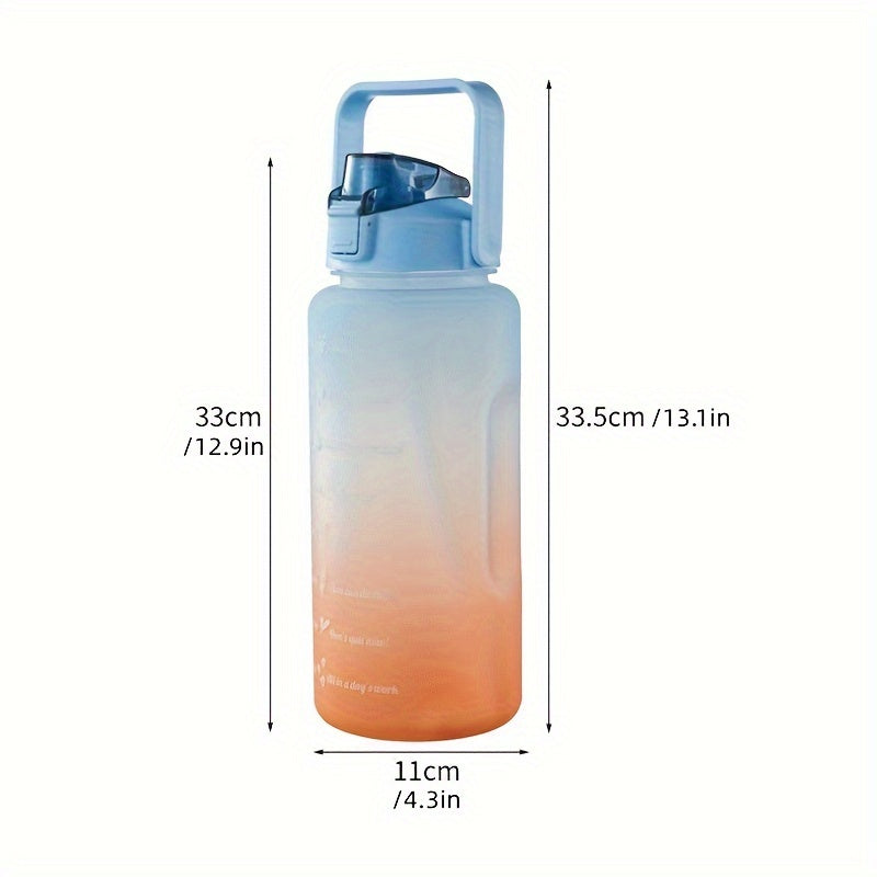 2000ml Gradient Frosted Water Bottle with Scale for Sports Travel Fitness