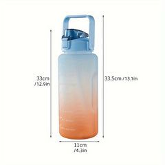 2000ml Gradient Frosted Water Bottle with Scale for Sports Travel Fitness
