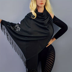 Butterfly & Rhinestone Flower Fringe Trim Scarf for Daily Decoration