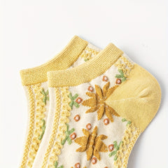 5 Pairs Maple Leaf Print Ankle Socks for Women