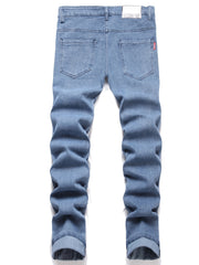 Slim Fit Raw Trim Jeans Mens Distressed Denim Pants