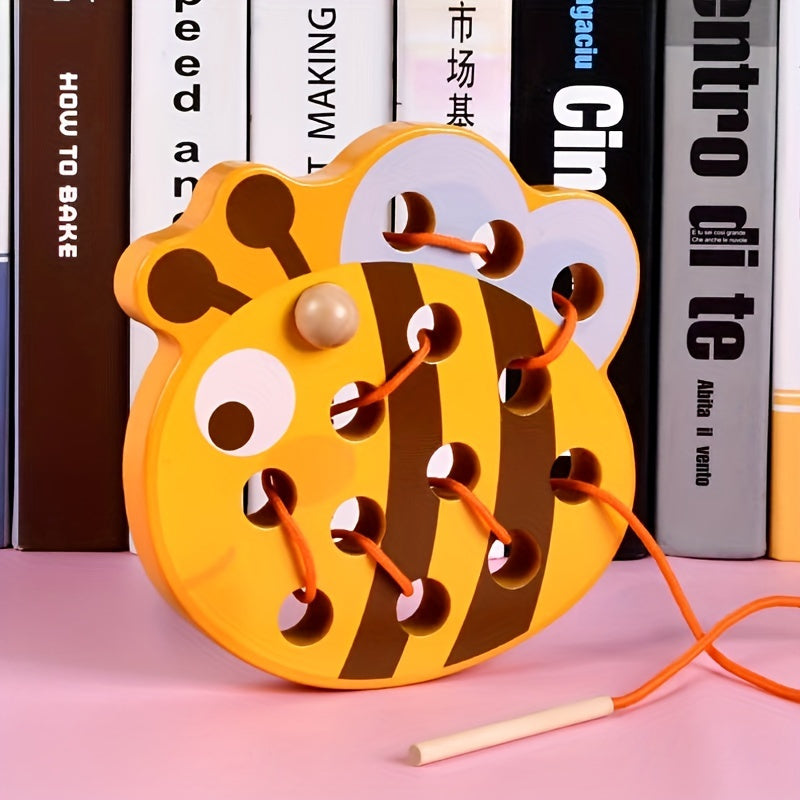Wooden Animal Lacing Toy Educational Building Blocks