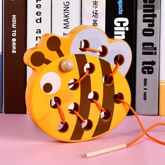 Wooden Animal Lacing Toy Educational Building Blocks