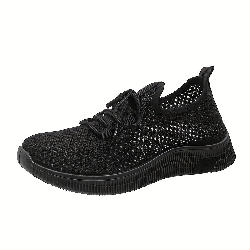 Women's Mesh Panel Sneakers Lace Up Low Round Toe Casual Shoes