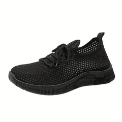 Women's Mesh Panel Sneakers Lace Up Low Round Toe Casual Shoes