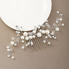 Faux Pearl Crystal Hair Comb Band Tiara Wedding Bridal Accessories