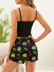 Dino Print Pajama Set Cami Top & Shorts Sleepwear Loungewear