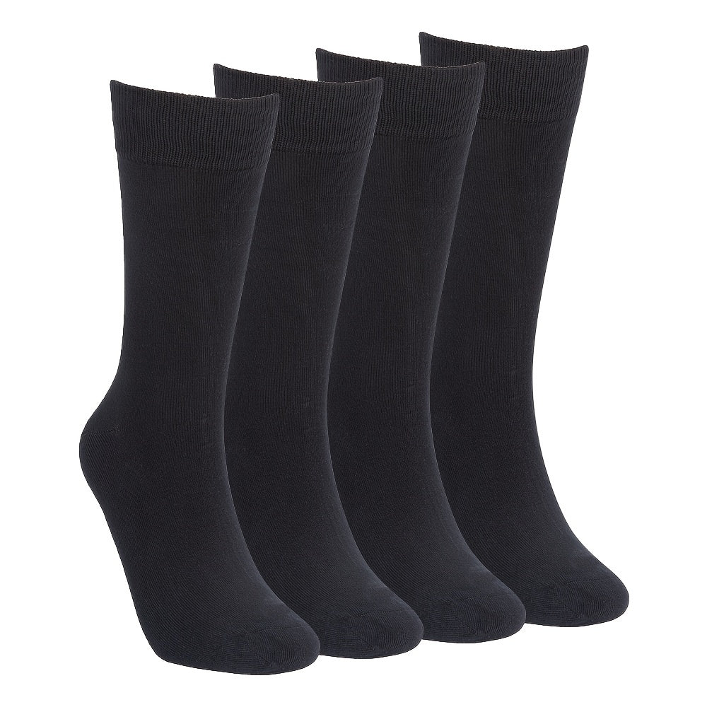 4 Pairs Solid Calf Socks Women's Knee High Stockings Hosiery