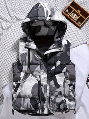 Men's Hooded Zip Up Vest for Autumn Winter Outdoor Activities