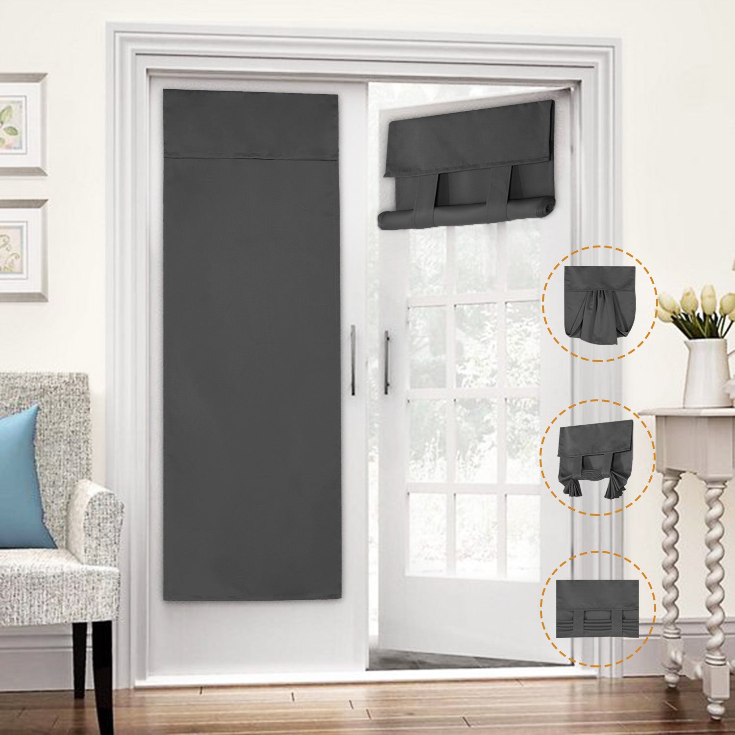 French Blackout Door Curtain - Solid Blackout Door Curtain