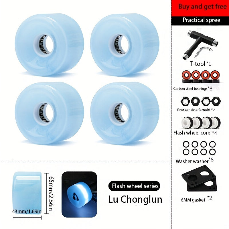 4pcs Flashing Wheels T Shaped Repair Tool Axles Set Skateboard Accessories