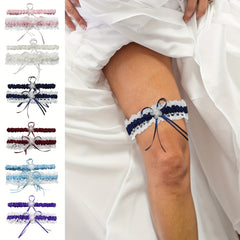 Satin Lace Bridal Garter with Ribbon Bowknot Elastic Straps