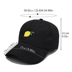 Lemon Embroidery Baseball Cap Solid Dad Hat Adjustable Sun Hats For Women