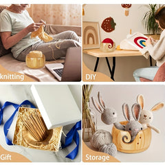 Wooden Yarn Bowl with Lid for Knitting Crochet - Yarn Ball Holder