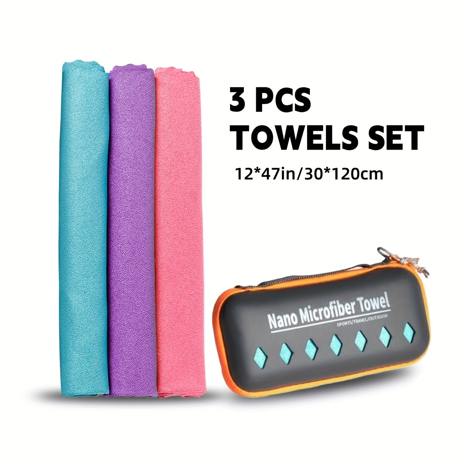 3pcs Quick Drying Towels With Bag Absorbent Portable Hair Drying Towel